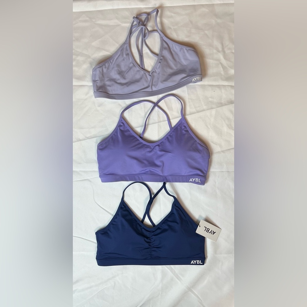 AYBL Lavender Navy Purple Sports Bra with Cross Straps
